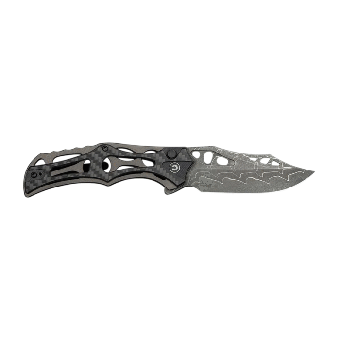 CIVIVI Biophase Gray Aluminum With Carbon Fiber Overlay On Black G10 Handle Damascus Blade Model:  C23083C-DS1 - Image 2
