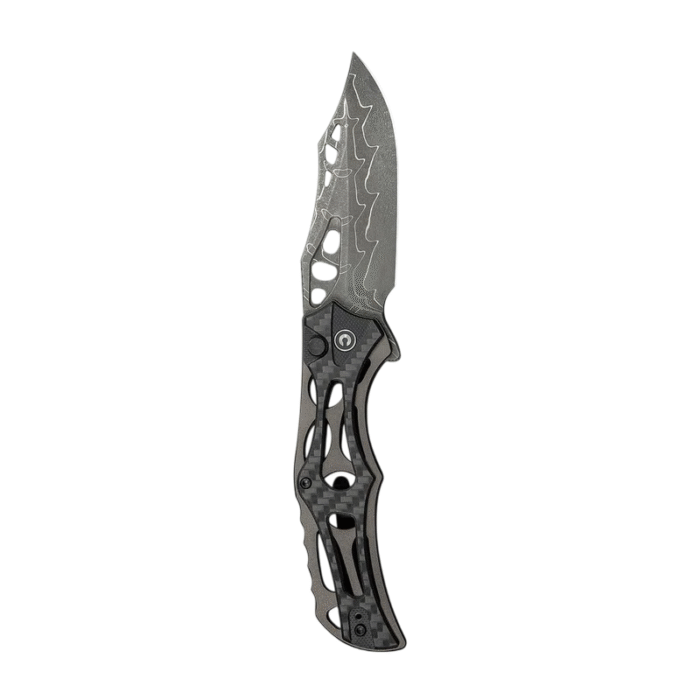 CIVIVI Biophase Gray Aluminum With Carbon Fiber Overlay On Black G10 Handle Damascus Blade Model:  C23083C-DS1 - Image 3