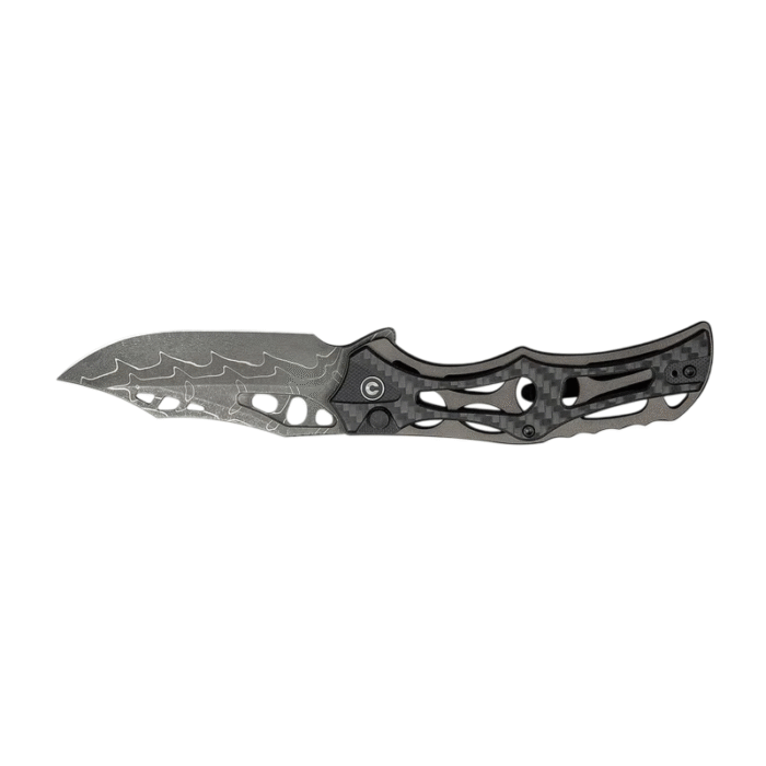 CIVIVI Biophase Gray Aluminum With Carbon Fiber Overlay On Black G10 Handle Damascus Blade Model:  C23083C-DS1 - Image 4