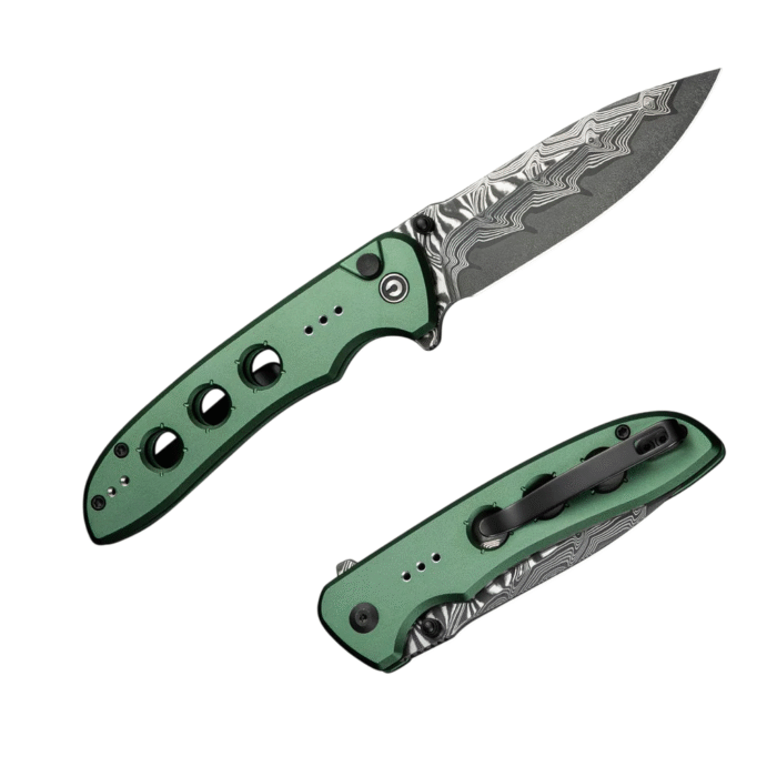 CIVIVI Hyperpulse Green Aluminum Handle Damascus Blade Model: C23087A-DS1 - Image 3