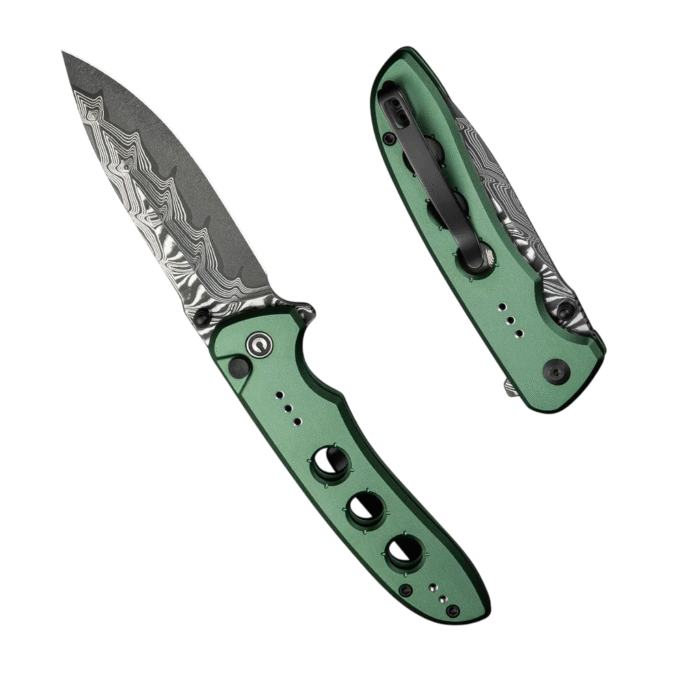 CIVIVI Hyperpulse Green Aluminum Handle Damascus Blade Model: C23087A-DS1 - Image 4