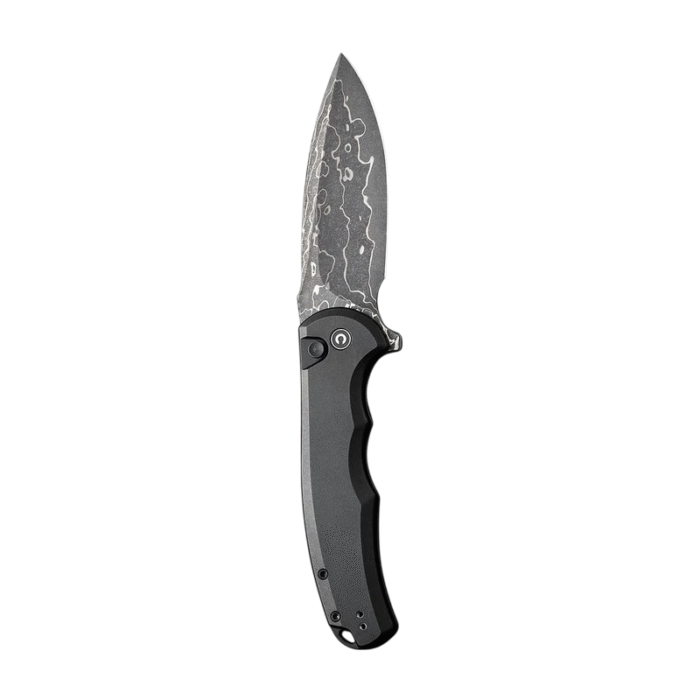 CIVIVI Button Lock Praxis Black Aluminum Handle Damascus Blade Model: C18026E-DS1 - Image 3