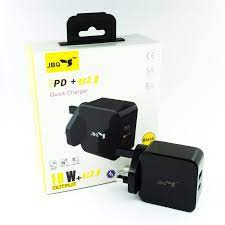 JBQ PD+QC3.0 Quick Charger 18W Color Black. Model : HC-P301