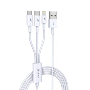 Devia Smart Series 3in1 Quick Charge Cable PD Fast Charge 1.2m. Model : EC141