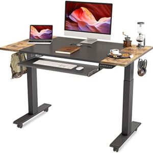 Green Lion Standing Desk Table with Keyboard Tray Table - Black. Model : GNTBLKEYBK