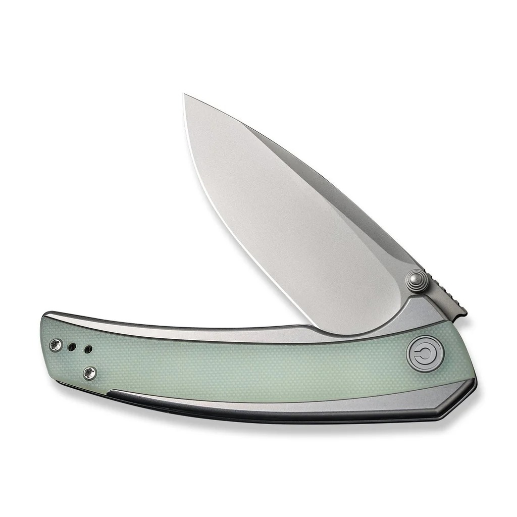 Civivi Teraxe Plain Steel Handle With Natural G10 Inlay Silver Bead Blasted Nitro-V Blade Model : C20036-2