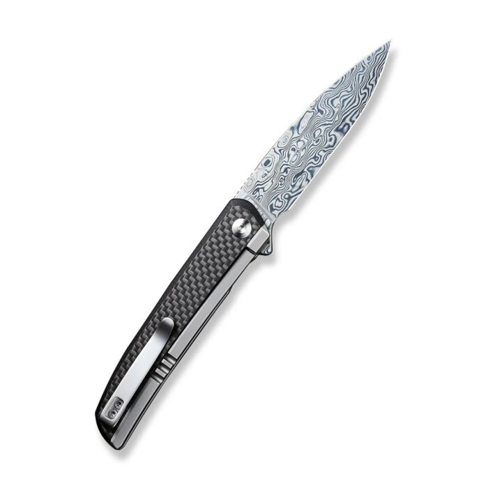 Civivi Savant Plain Steel Handle With Black G10 / Twill Carbon Fiber Inlay Damascus Blade Model : C20063B-DS1
