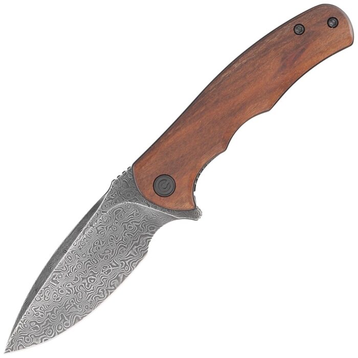 Civivi Mini Praxis Guibourtia Wood Handle Black Hand Rubbed Damascus Blade Model : C18026C-DS1