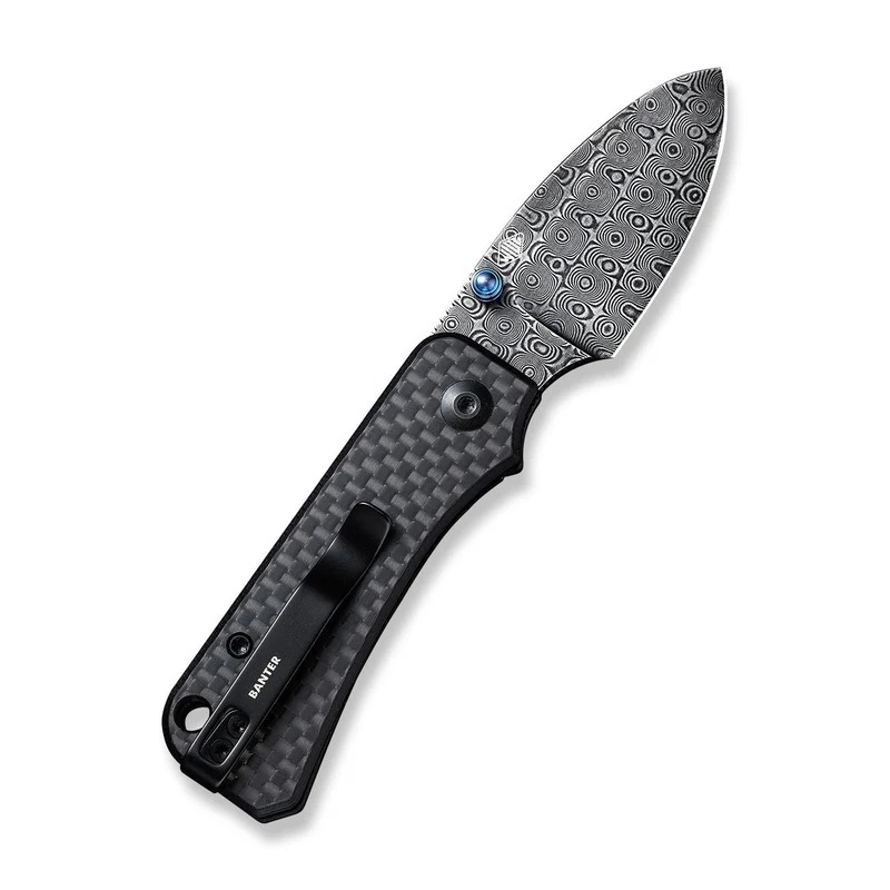 Civivi Baby Banter Twill Carbon Fiber Overlay On Black G10 Handle Black Hand Rubbed Damascus Blade Model : C19068S-DS1