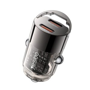 Yesido Super Fast Dual USB - C PD30W Mini Zinc Alloy Car Charger Model : Y69