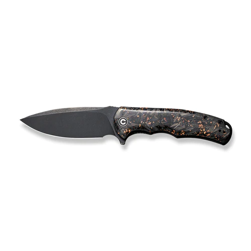 Civivi Praxis Shredded Carbon Fiber And Copper Shred In Clear Resin Handle Black Stonewashe d 9Cr18MoV Blade Model: C803I