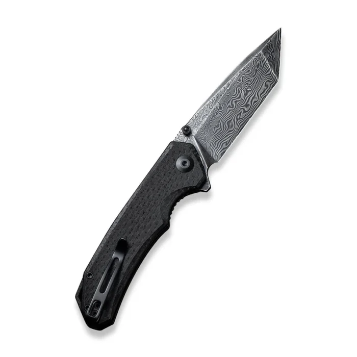 Civivi Brazen Black Coarse Micarta Handle Black Hand Rubbed Damascus Blade, Tanto Model: C2023DS-1