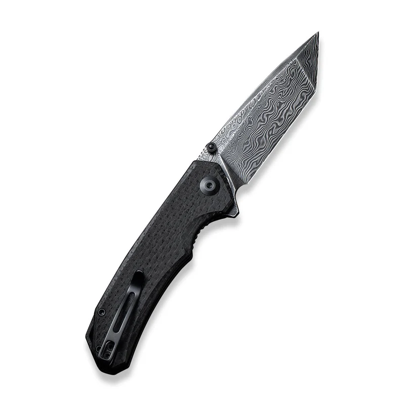 Civivi Brazen Black Coarse Micarta Handle Black Hand Rubbed Damascus Blade, Tanto Model: C2023DS-1