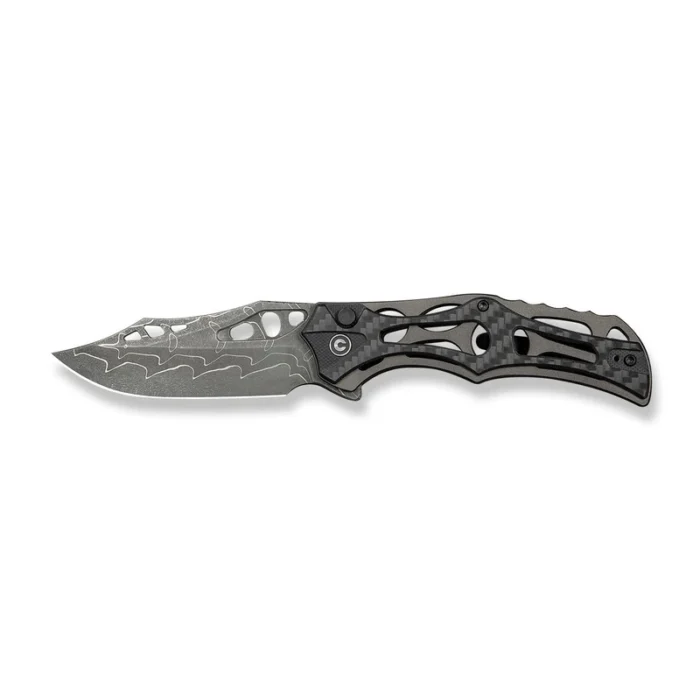 CIVIVI Biophase Gray Aluminum With Carbon Fiber Overlay On Black G10 Handle Damascus Blade Model:  C23083C-DS1