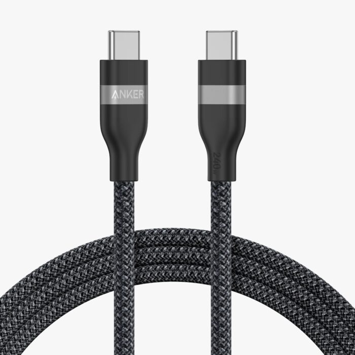 Anker USB - C To USB - C Cable ( 6 Ft - 240W - Upcycled - Braided Colour Black Model : A82E2612
