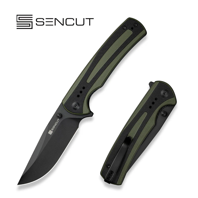 SENCUT Regnator Green / Black G10 Handle Black 9Cr18MoV Blade Model: S24057-2