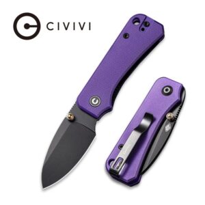 CIVIVI Baby Banter Purple G10 Handle Black Stonewashed Nitro-V Blade Model : C19068S-4
