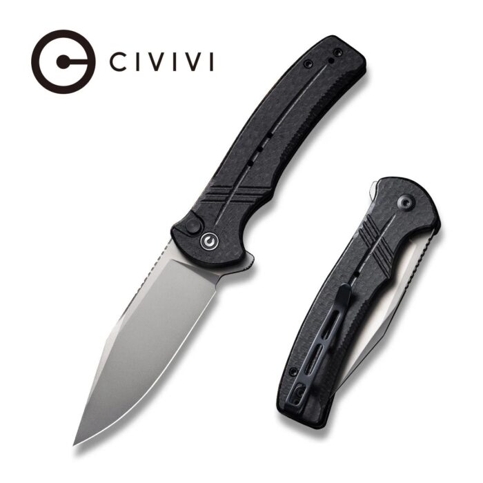 CIVIVI Cogent Black Micarta Coarse Handle Silver Bead Blasted 14C28N Blade Model : C20038D-7
