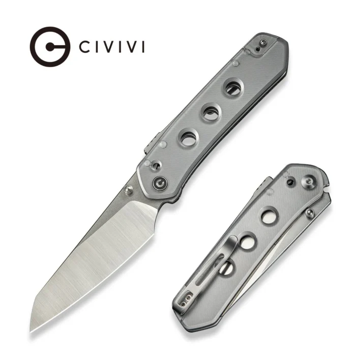 CIVIVi Vision FG  Polished Clear Lexan Handle Satin Finished Nitro-V Blade, Stonewashed Flat Model: C22036-7