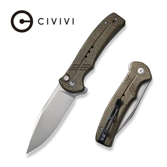 CIVIVI Cogent Green Micarta Coarse Handle Silver Bead Blasted 14C28N Blade Model : C20038D-5