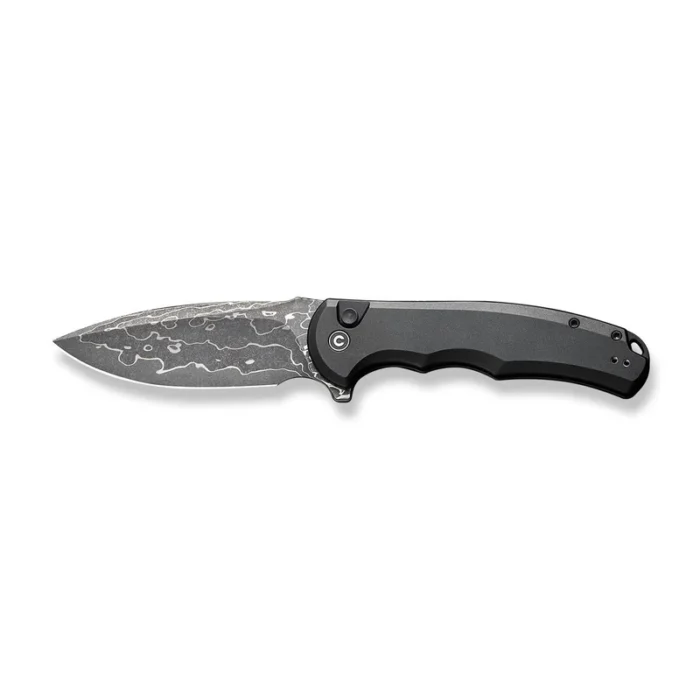 CIVIVI Button Lock Praxis Black Aluminum Handle Damascus Blade Model: C18026E-DS1