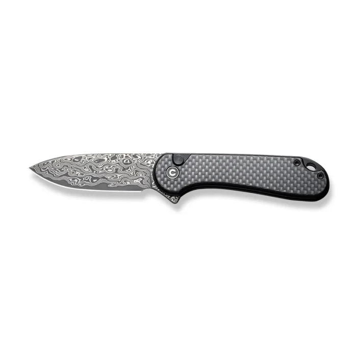 CIVIVI Button Lock Elemen tum II Twill Carbon Fiber Overlay On Black G10 Handle Damascus Blade Model: C18062PB-DS1