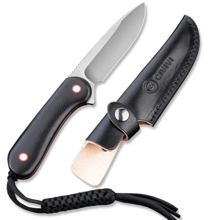 CIVIVI  Fixed Blade Elemen tum Black / Red G10 Contoured Handle Satin Finished 10Cr15CoMoV Blade Model: C2104A