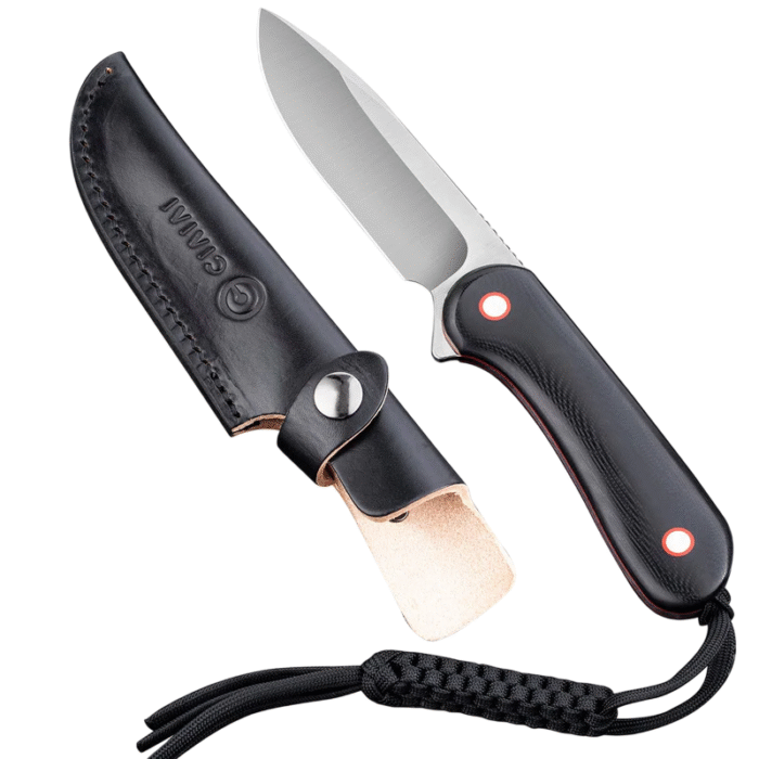 CIVIVI  Fixed Blade Elemen tum Black / Red G10 Contoured Handle Satin Finished 10Cr15CoMoV Blade Model: C2104A - Image 4