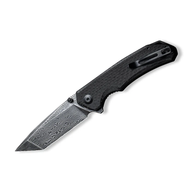 Civivi Brazen Black Coarse Micarta Handle Black Hand Rubbed Damascus Blade, Tanto Model: C2023DS-1 - Image 4