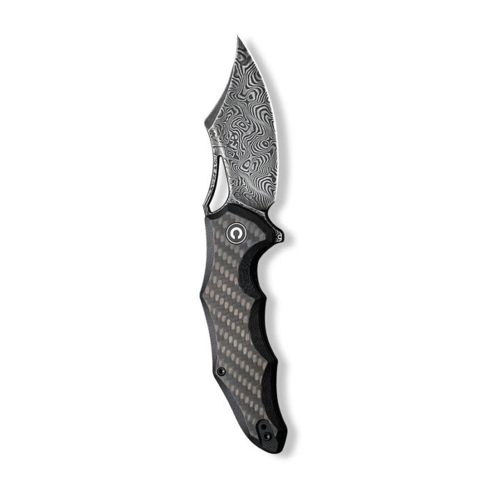 Civivi Chiro Carbon Fiber Overlay On Black G10 Handle Black Hand Rubbed Damascus Blade Model: C23046-DS1 - Image 3