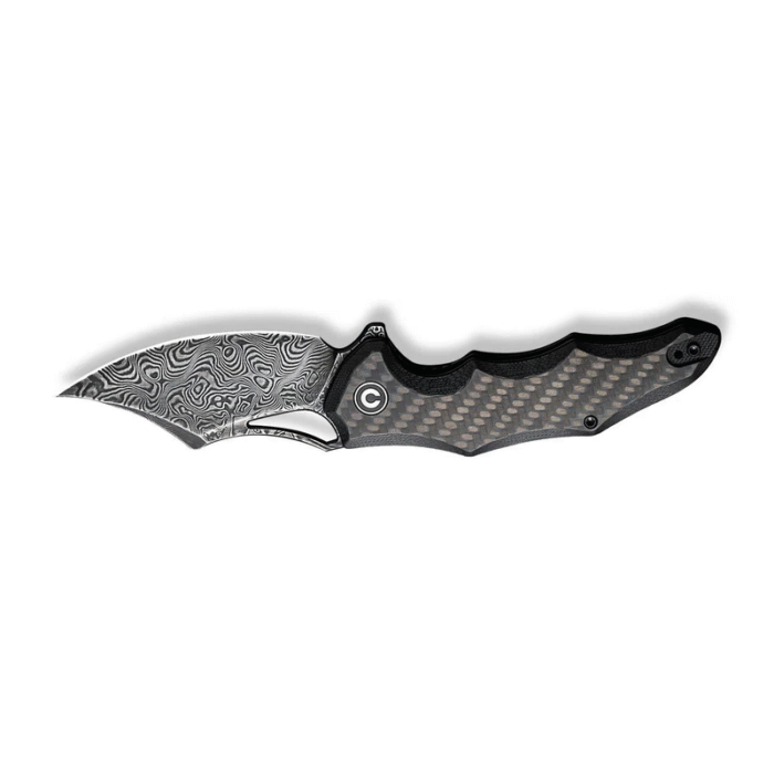 Civivi Chiro Carbon Fiber Overlay On Black G10 Handle Black Hand Rubbed Damascus Blade Model: C23046-DS1 - Image 2
