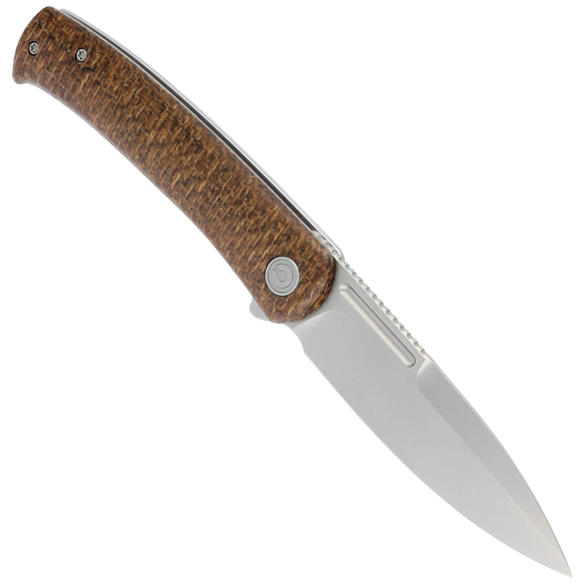 Civivi Discontinued Cetos Brown Micarta Coarse Presentation Handle With Gray Steel Lock Side Handle Silver Bead Blasted 14C28N Blade Model: C21025B-1 - Image 2
