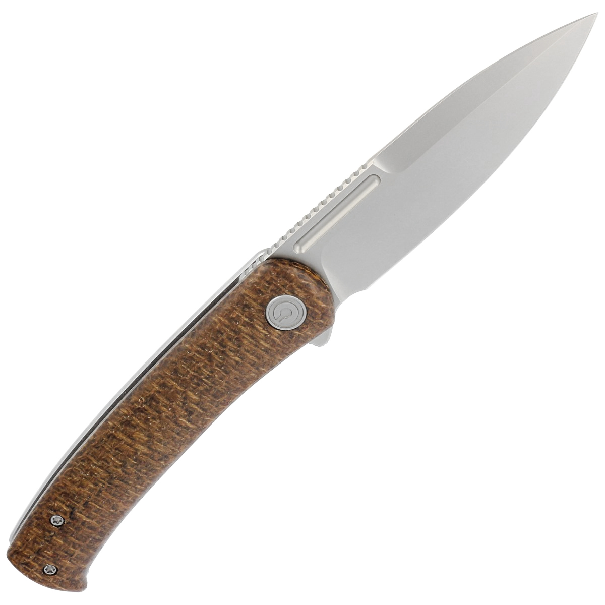 Civivi Discontinued Cetos Brown Micarta Coarse Presentation Handle With Gray Steel Lock Side Handle Silver Bead Blasted 14C28N Blade Model: C21025B-1 - Image 3
