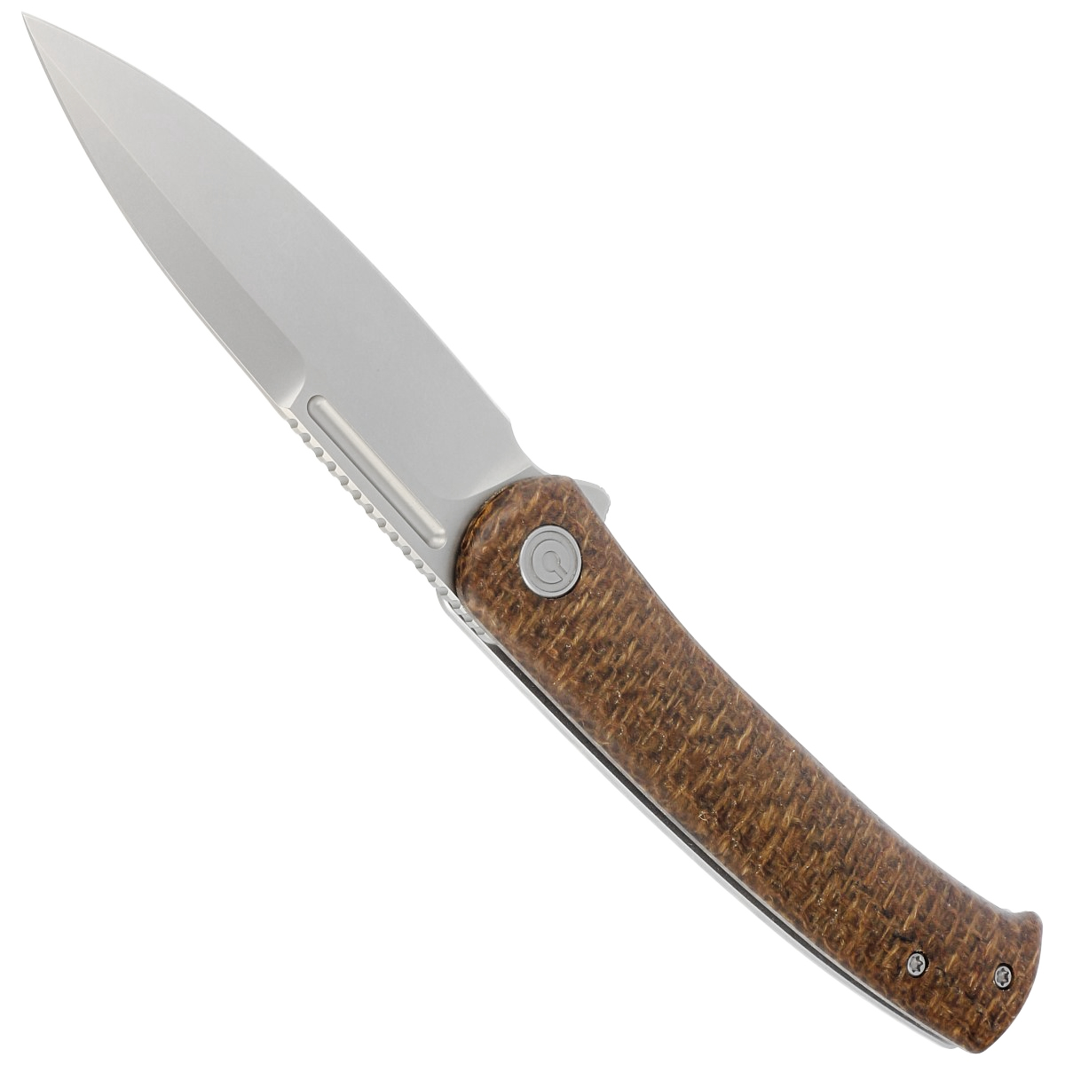Civivi Discontinued Cetos Brown Micarta Coarse Presentation Handle With Gray Steel Lock Side Handle Silver Bead Blasted 14C28N Blade Model: C21025B-1 - Image 4