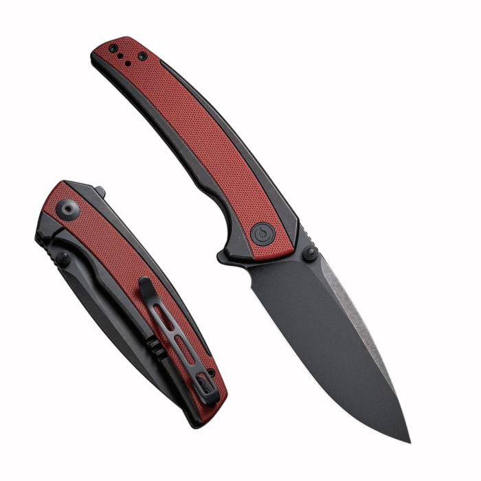Civivi Teraxe Black Steel Handle With Burgundy G10 Inlay Black Stonewashe d Nitro-V Blade Model : C20036-1 - Image 2