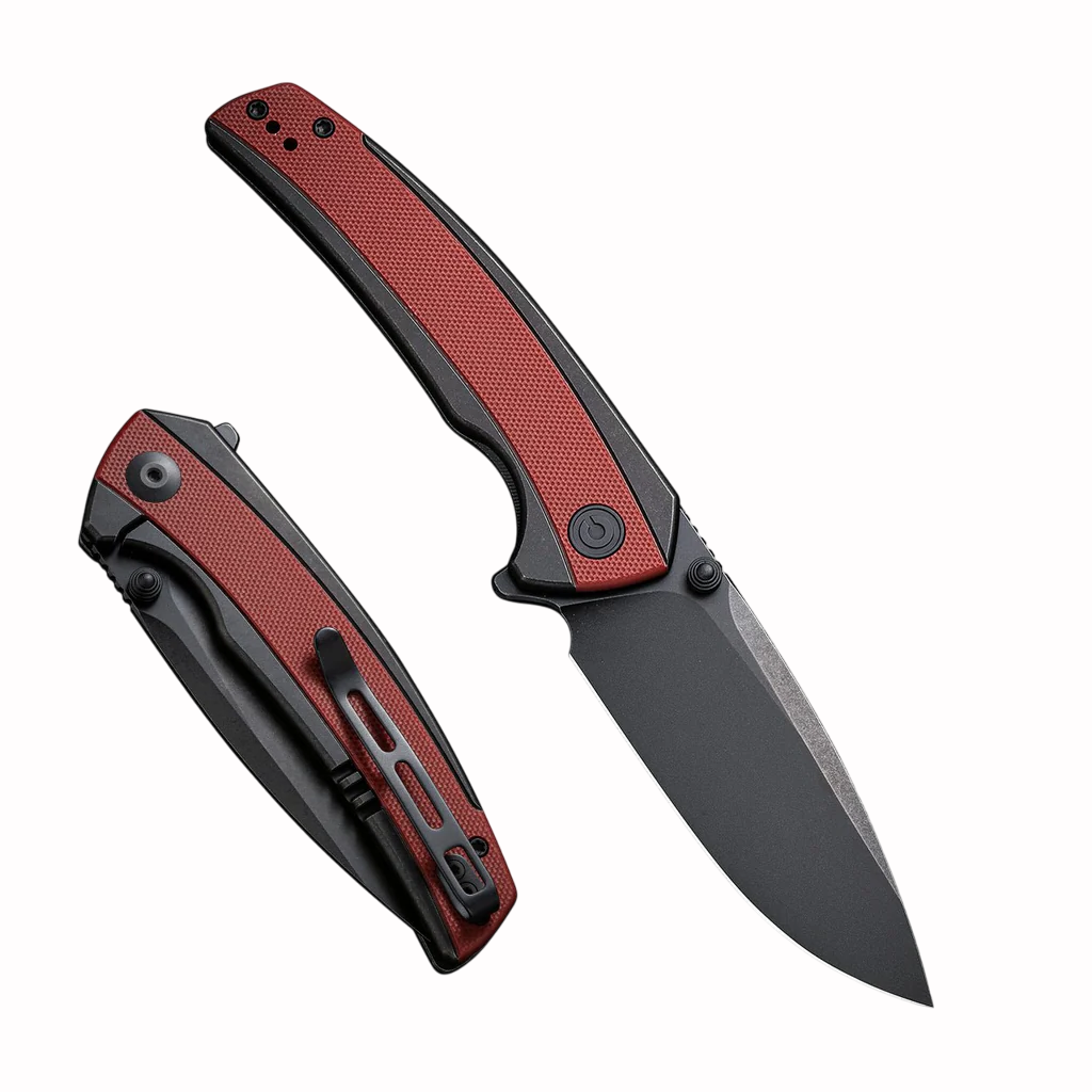 Civivi Teraxe Black Steel Handle With Burgundy G10 Inlay Black Stonewashe d Nitro-V Blade Model : C20036-1 - Image 2