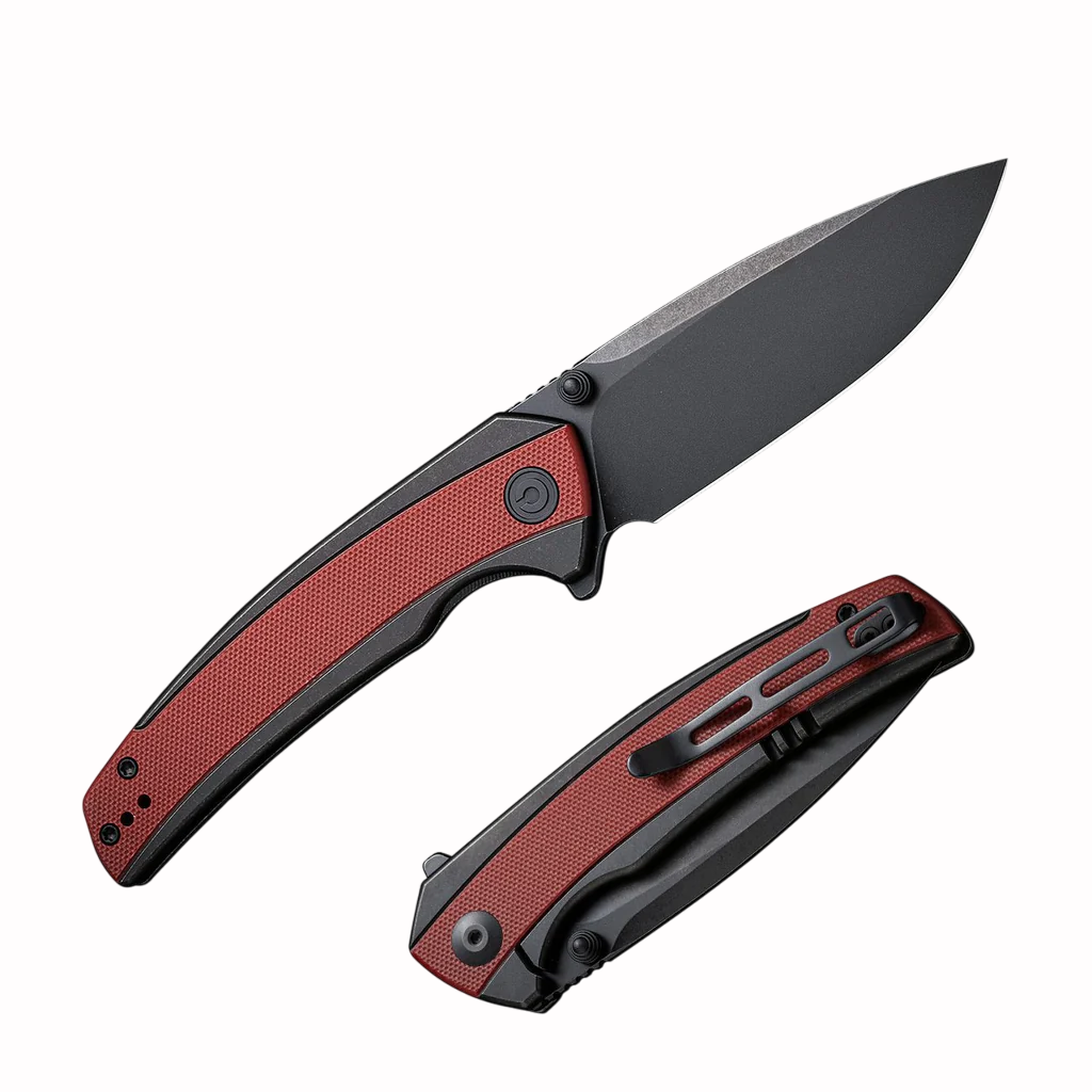 Civivi Teraxe Black Steel Handle With Burgundy G10 Inlay Black Stonewashe d Nitro-V Blade Model : C20036-1 - Image 3