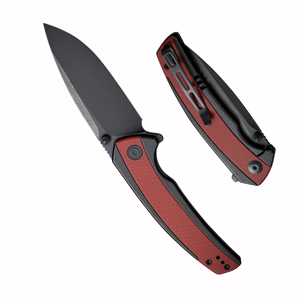 Civivi Teraxe Black Steel Handle With Burgundy G10 Inlay Black Stonewashe d Nitro-V Blade Model : C20036-1 - Image 4