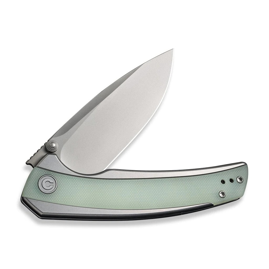 Civivi Teraxe Plain Steel Handle With Natural G10 Inlay Silver Bead Blasted Nitro-V Blade Model : C20036-2 - Image 4