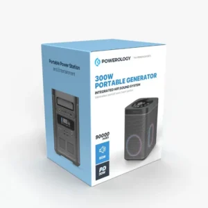 Powerology Portable Power Generator 90000mAh 300W PD30W with Bluetooth Speaker 85W- Black Model : PPBCHA37