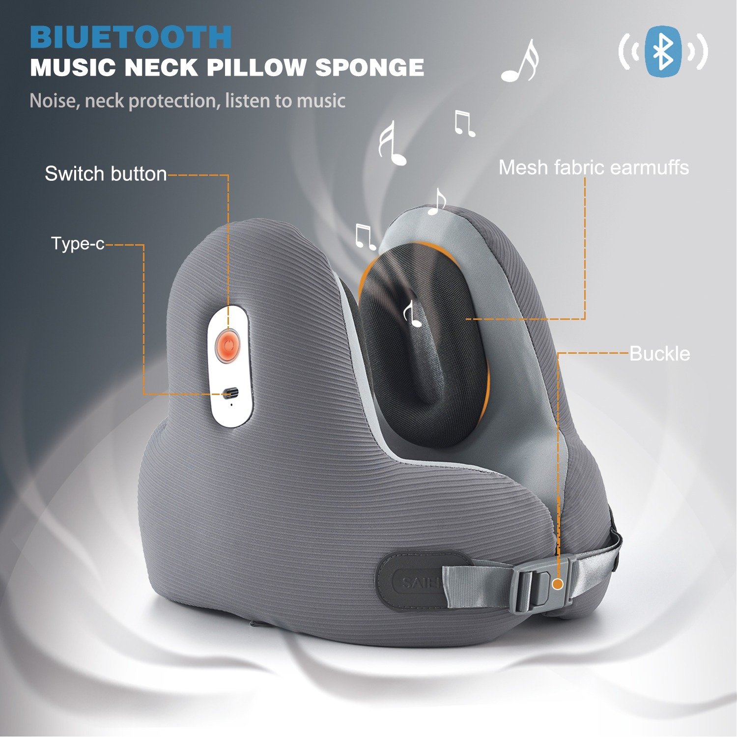 Saien Bluetooth Noise Reduction Music Pillow. Model : SN-FC784 - Image 4