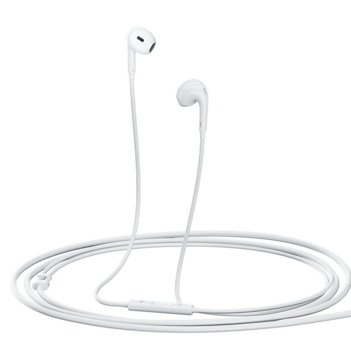 QCY Semi-in- Ear Wired Earphones  Color. White Model: QCY LH1