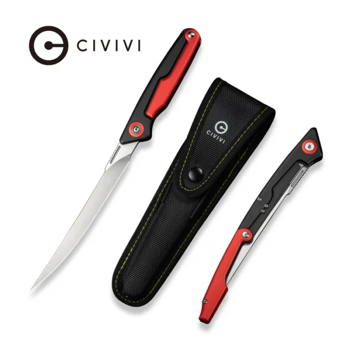 CIVIVI Shawka Black And Red Aluminum Handle Satin Finished 14C28N  Blade Model: C22029B-1