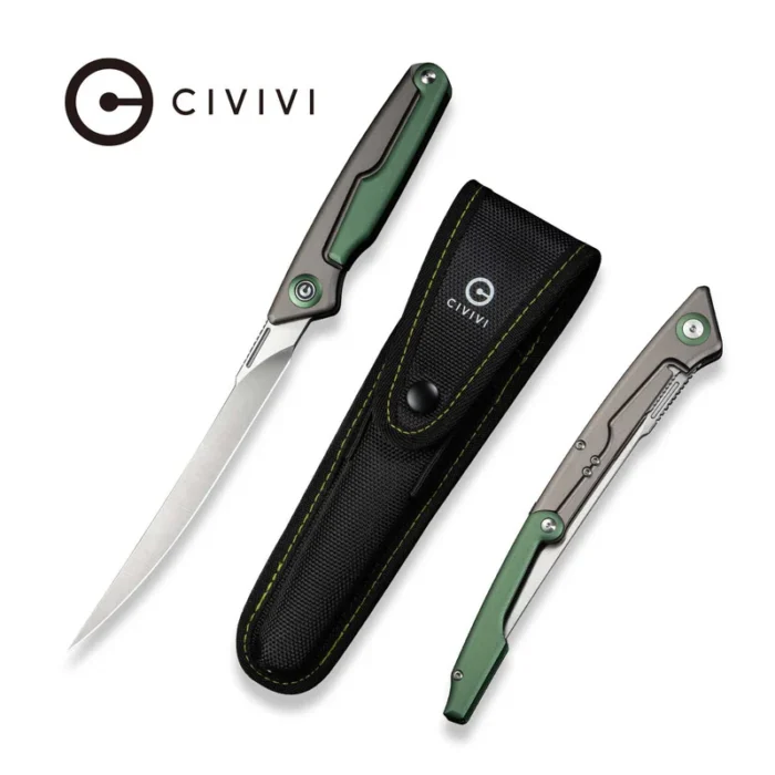 CIVIVI Shawka Gray And Green Aluminum Handle Satin Finished 14C28N Blade Model: C22029B-3