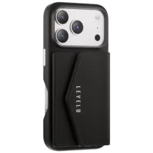 Levelo Vertex PU Leather Wallet Case For iPhone 17 Pro - Black Model: LVLVRTX17PBK