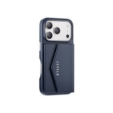 Levelo Vertex PU Leather Wallet Case For iPhone 17 Pro Max - Dark Blue Model: LVLVRTX17PMDBL