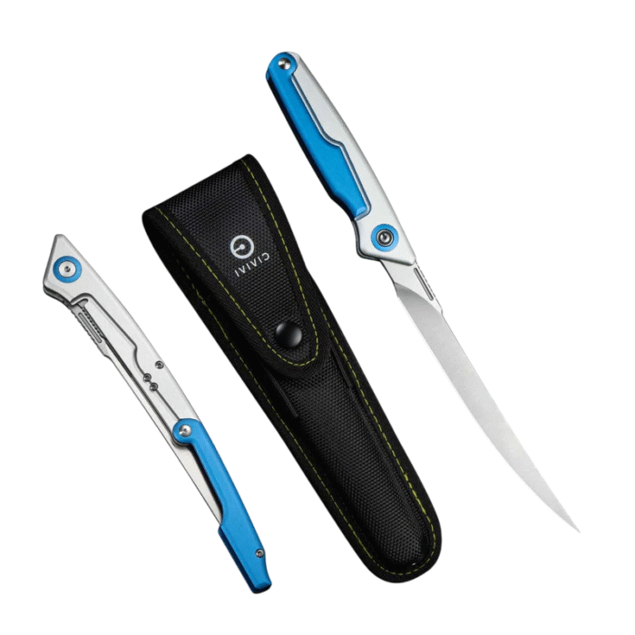 CIVIVI Shawka Silver And Blue Aluminum Handle Satin Finished 14C28N Blade Model: C22029B-2 - Image 4