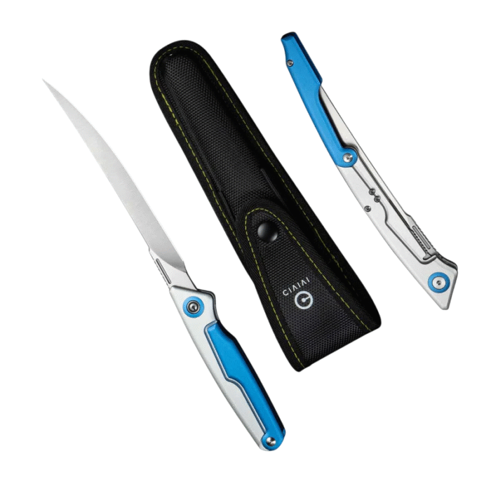 CIVIVI Shawka Silver And Blue Aluminum Handle Satin Finished 14C28N Blade Model: C22029B-2 - Image 2