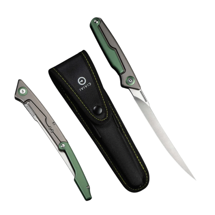 CIVIVI Shawka Gray And Green Aluminum Handle Satin Finished 14C28N Blade Model: C22029B-3 - Image 4