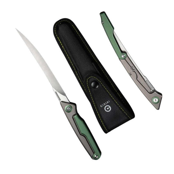 CIVIVI Shawka Gray And Green Aluminum Handle Satin Finished 14C28N Blade Model: C22029B-3 - Image 2